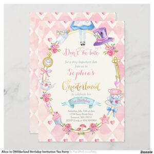 Alice In ONEderland Birthday Invitation Tea Party