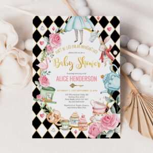 Alice in Wonderland Baby Shower Girl Mad Tea Party Invitation