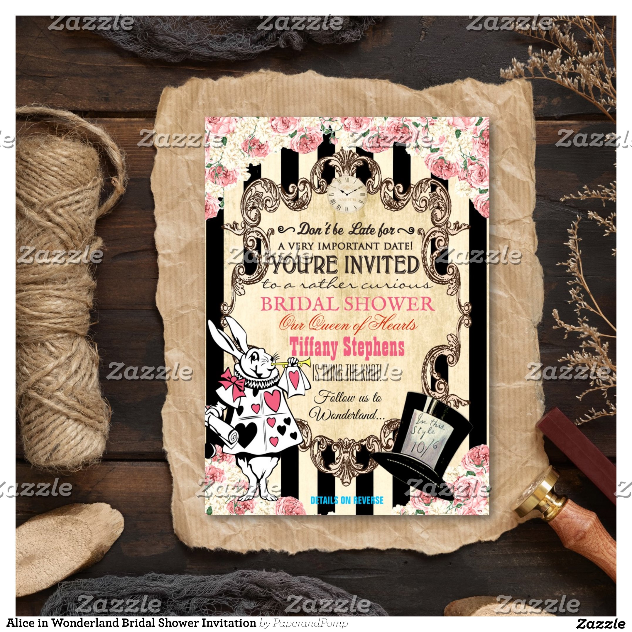 Alice in Wonderland Bridal Shower Invitation