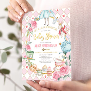 Alice in Wonderland Mad Hatter Baby Shower Tea Invitation