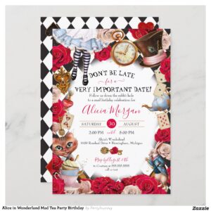 Alice in Wonderland Mad Tea Party Birthday Invitation