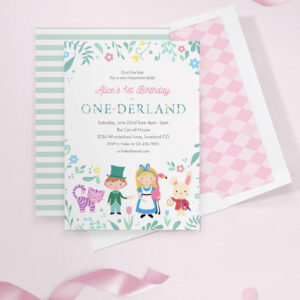 Alice in Wonderland One-derland 1st Birthday Invitation