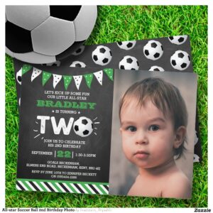 All-star Soccer Ball 2nd Birthday Photo Invitation