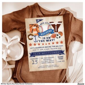 All Star Sports Boy Baby Shower Invitation