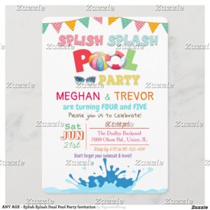 ANY AGE - Splish Splash Dual Pool Party Invitation