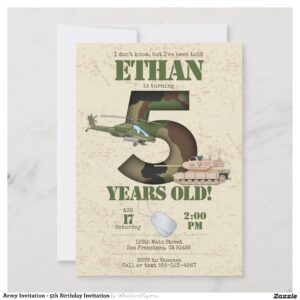 Army Invitation - 5th Birthday Invitation