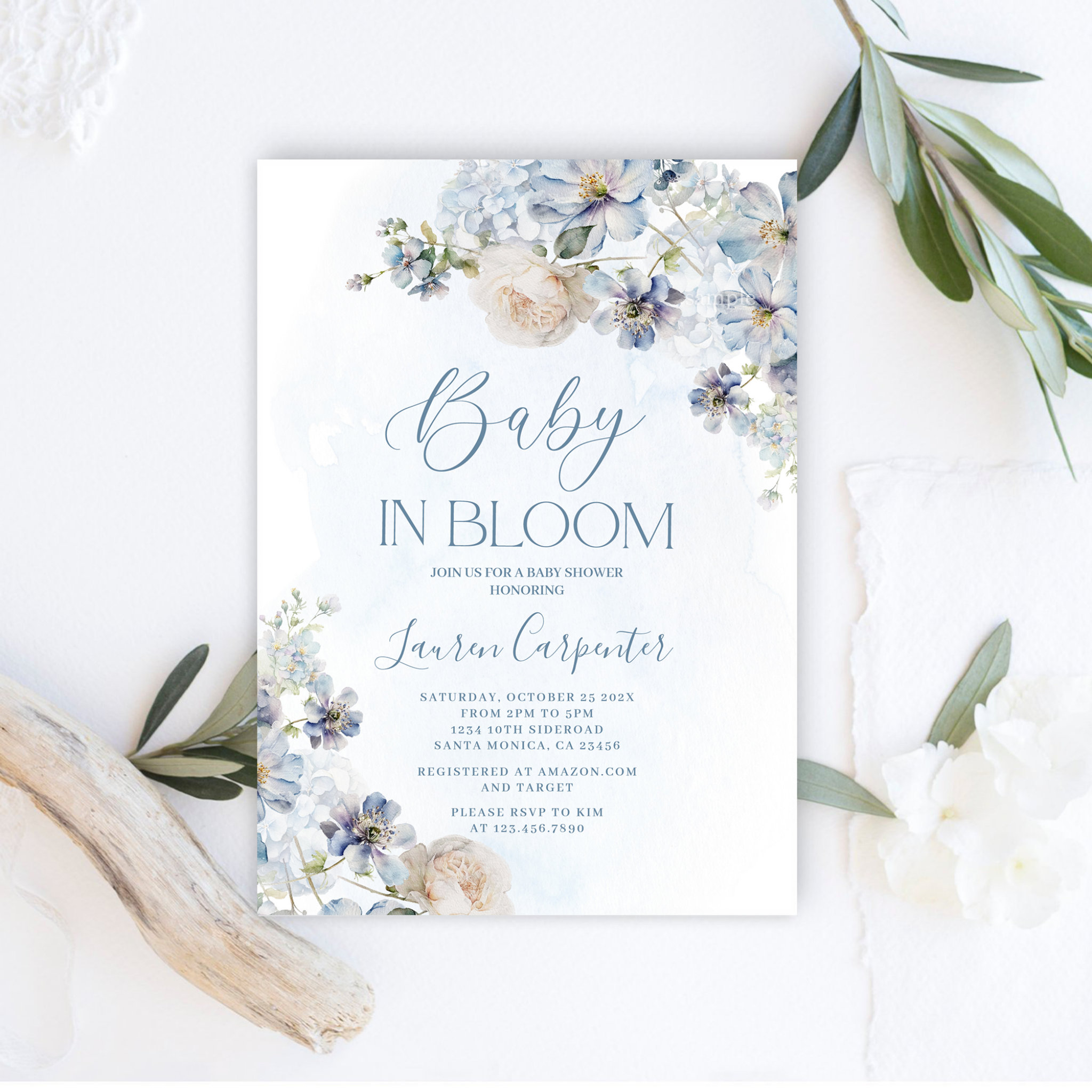 Baby in Bloom Baby Shower Boy Invitation