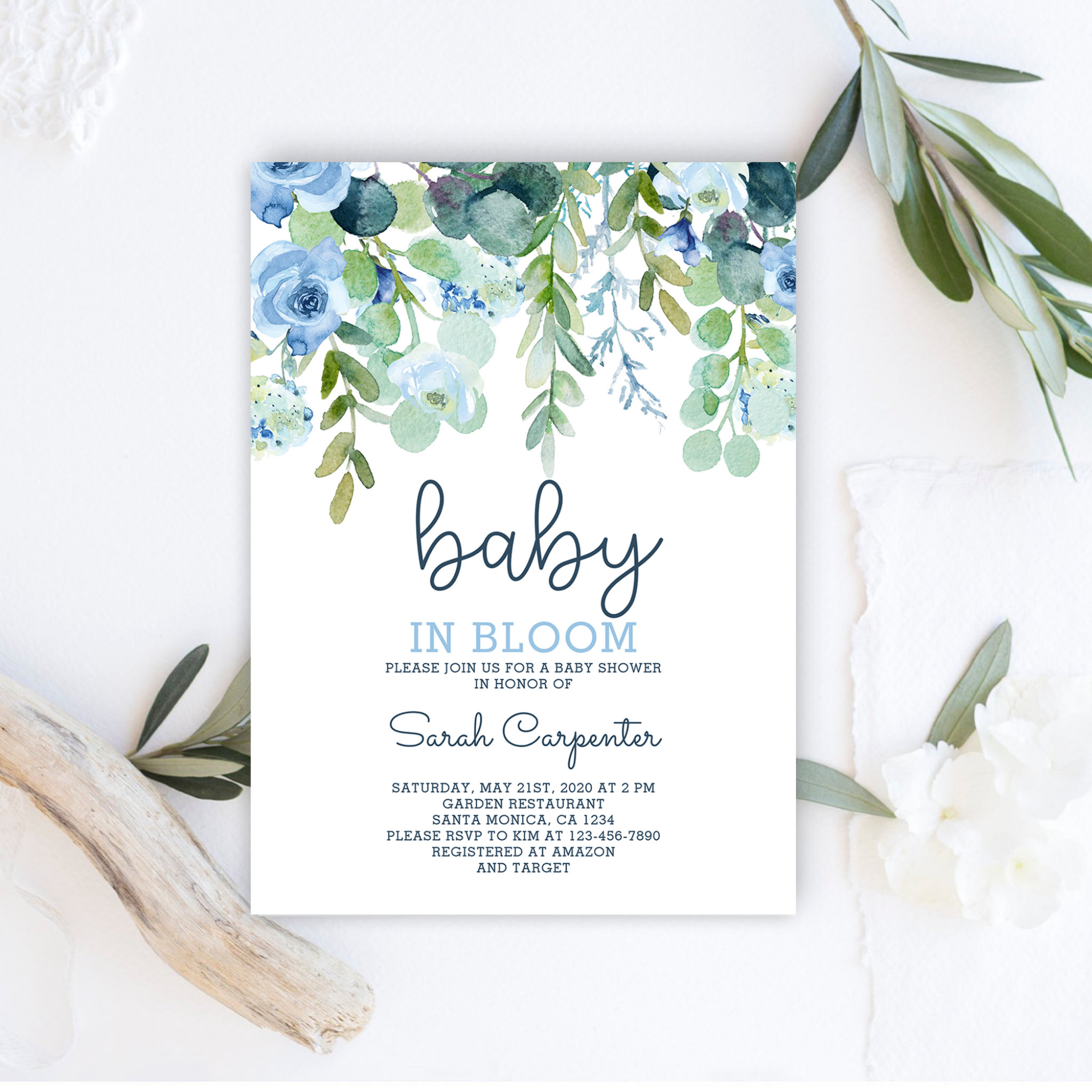 Baby in Bloom baby shower boy Invitation