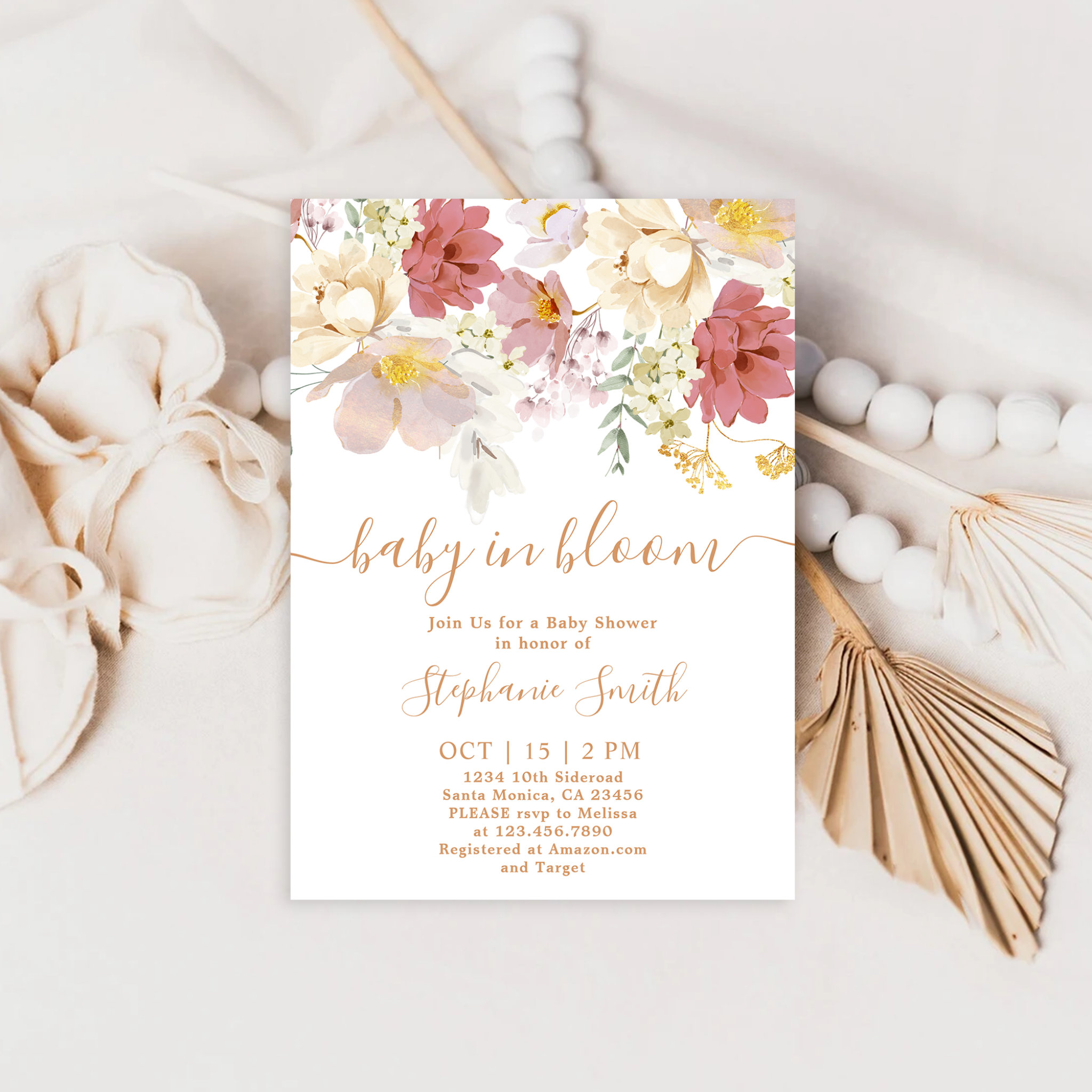 Baby in Bloom Floral Baby Shower Girl Invitation