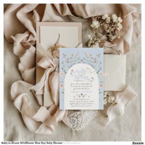 Baby in Bloom Wildflower Blue Boy Baby Shower Invitation