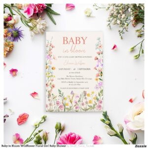 Baby in Bloom Wildflower Floral Girl Baby Shower Invitation