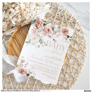 Baby in Bloom Wildflower Pink Girl Baby Shower Invitation