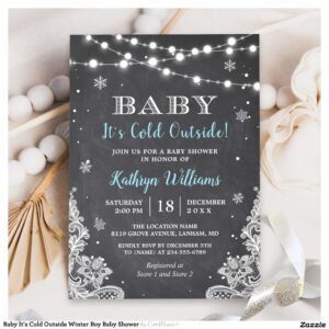 Baby It's Cold Outside Winter Boy Baby Shower Invitation