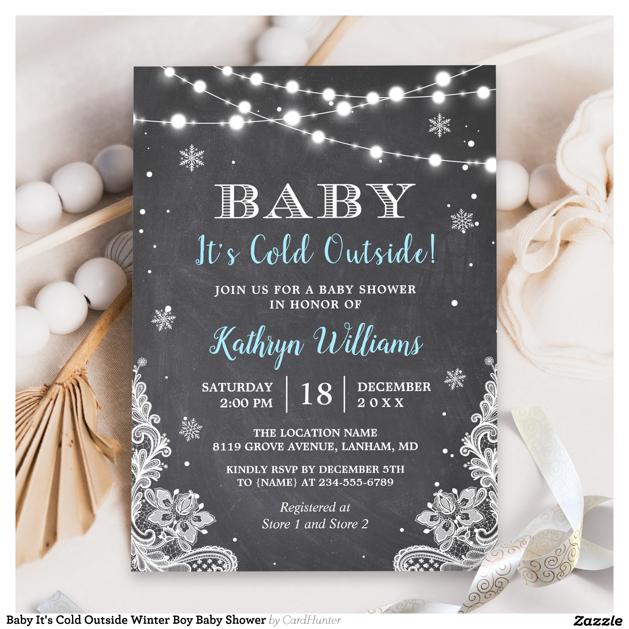 Baby It's Cold Outside Winter Boy Baby Shower Invitation