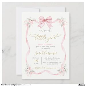 Baby Shower Girl pink bow Invitation