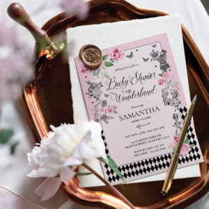 Baby Shower in Wonderland Chic Floral Fairytale Invitation