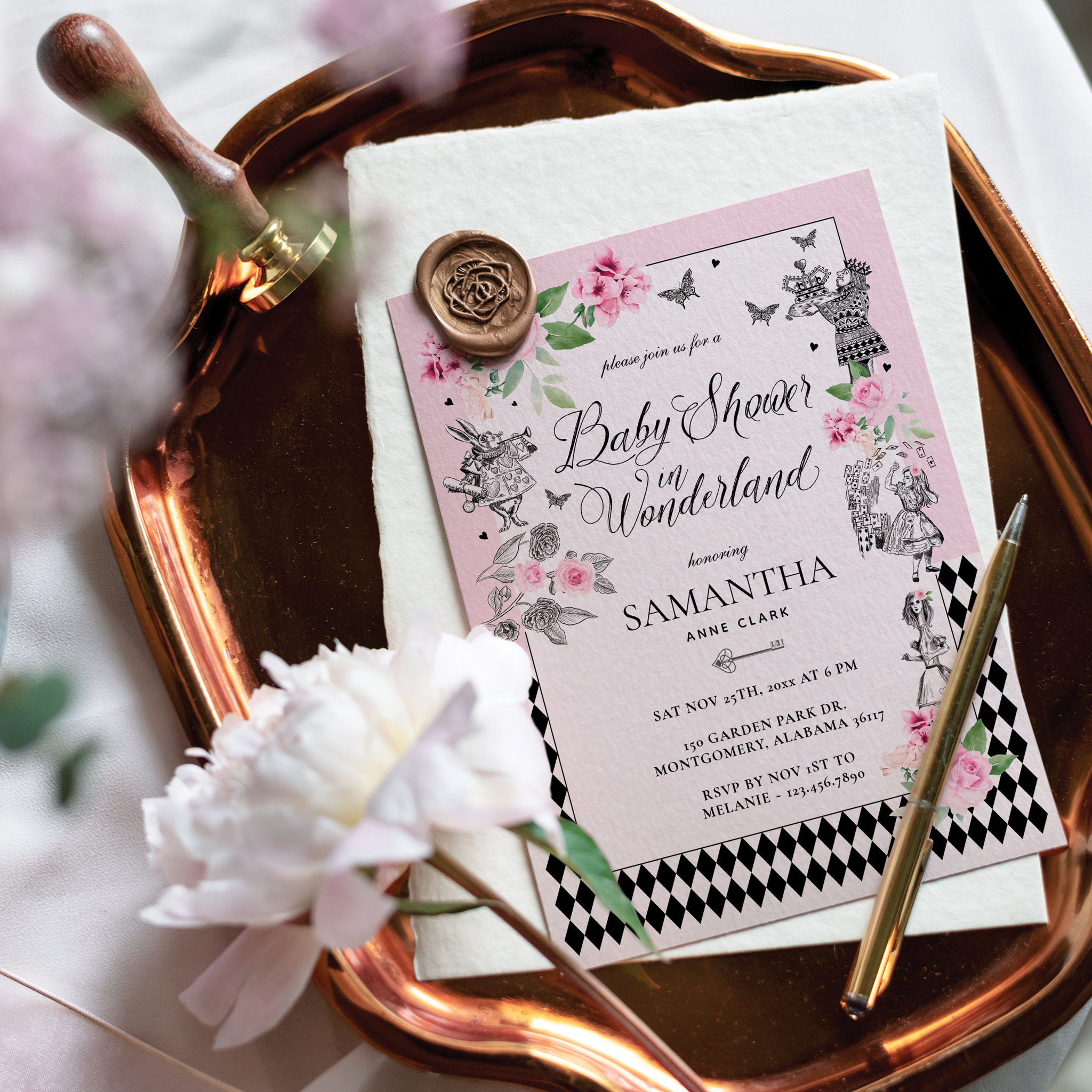 Baby Shower in Wonderland Chic Floral Fairytale Invitation