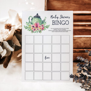 Baby Shower Tea Party Bingo Game Invitation