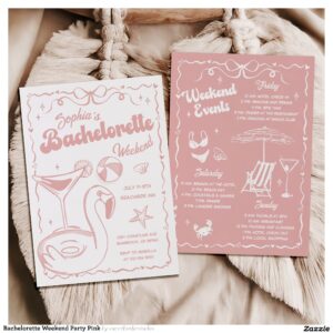 Bachelorette Weekend Party Pink Invitation