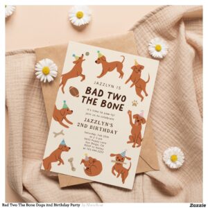 Bad Two The Bone Dogs 2nd Birthday Party Invitation