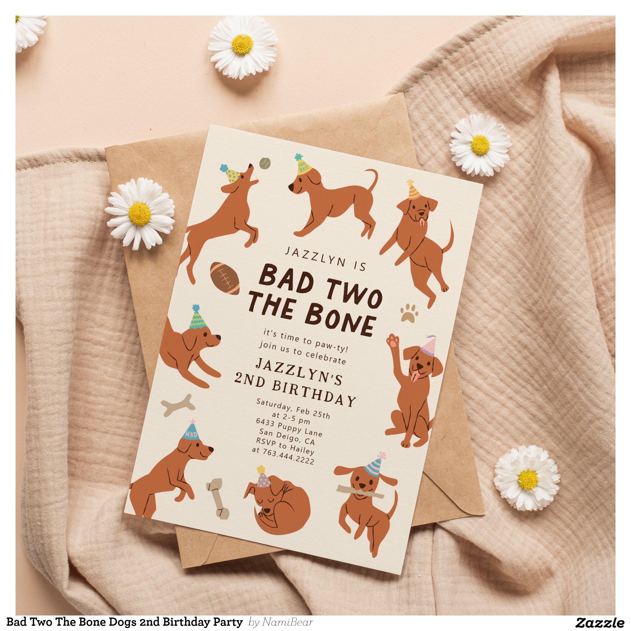 Bad Two The Bone Dogs 2nd Birthday Party Invitation