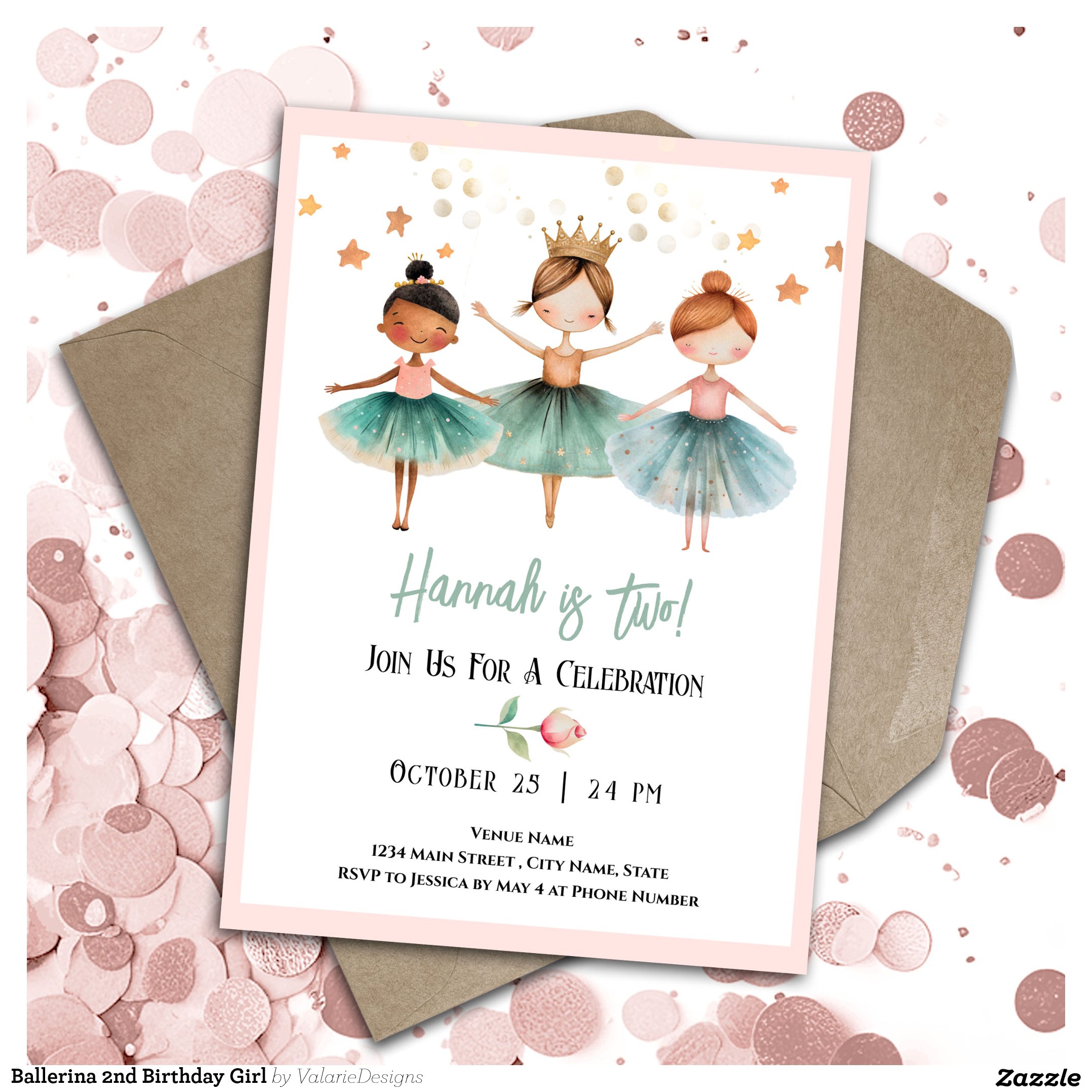 Ballerina 2nd Birthday Girl Invitation