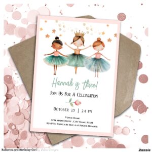 Ballerina 3rd Birthday Girl Invitation