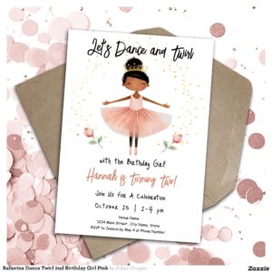 Ballerina Dance Twirl 2nd Birthday Girl Pink Invitation