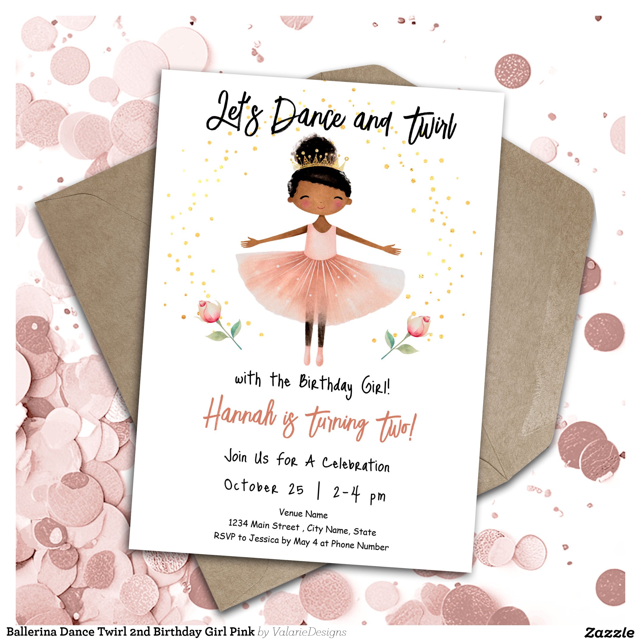 Ballerina Dance Twirl 2nd Birthday Girl Pink Invitation
