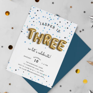 Balloon Type Third Birthday Party Invitation