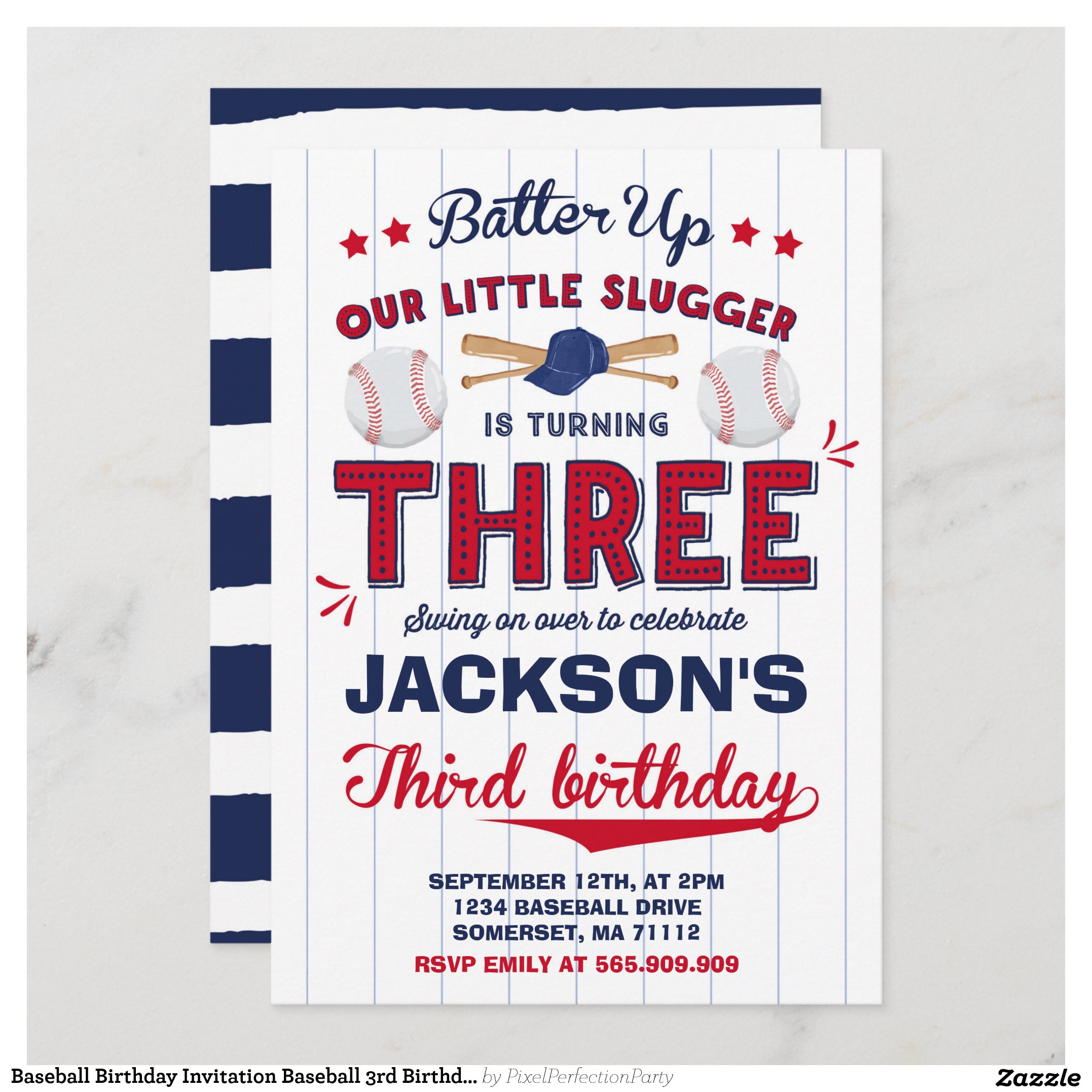 Baseball Birthday Invitation Baseball 3rd Birthday