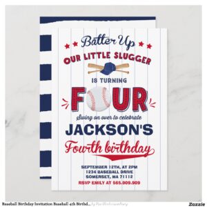 Baseball Birthday Invitation Baseball 4th Birthday