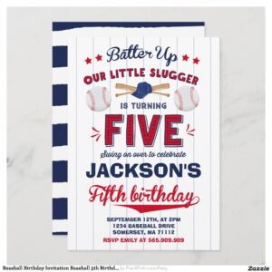 Baseball Birthday Invitation Baseball 5th Birthday