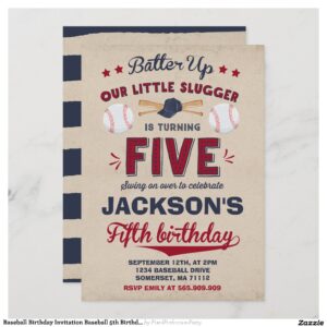 Baseball Birthday Invitation Baseball 5th Birthday