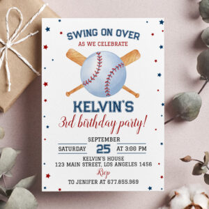 Baseball Birthday Invitation Batter Up