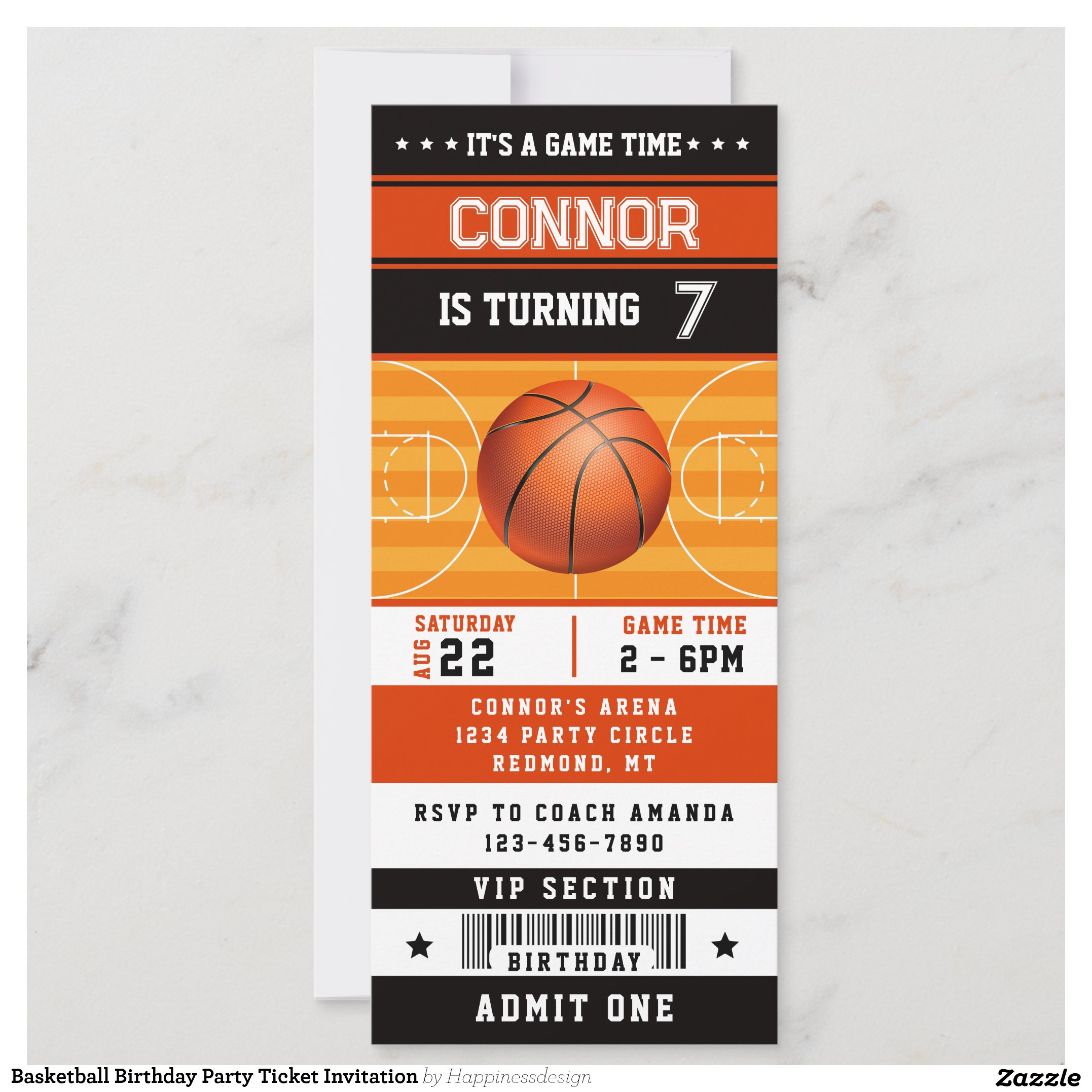 Basketball Birthday Party Ticket Invitation