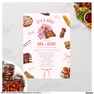 BBQ + Bows Cookout Girl Baby Shower Invitation