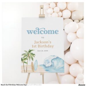 Beach Surf Birthday Welcome Sign