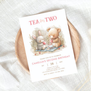 Bear and Bunny Tea For Two Party Invitation