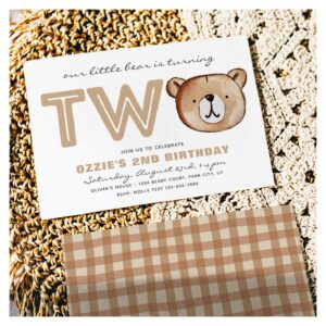 Bear Second Birthday Invitation