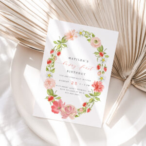 Berry First Strawberry Summer 1st Birthday Invitation