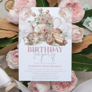 Birthday Tea Party Floral Elegant Invitation