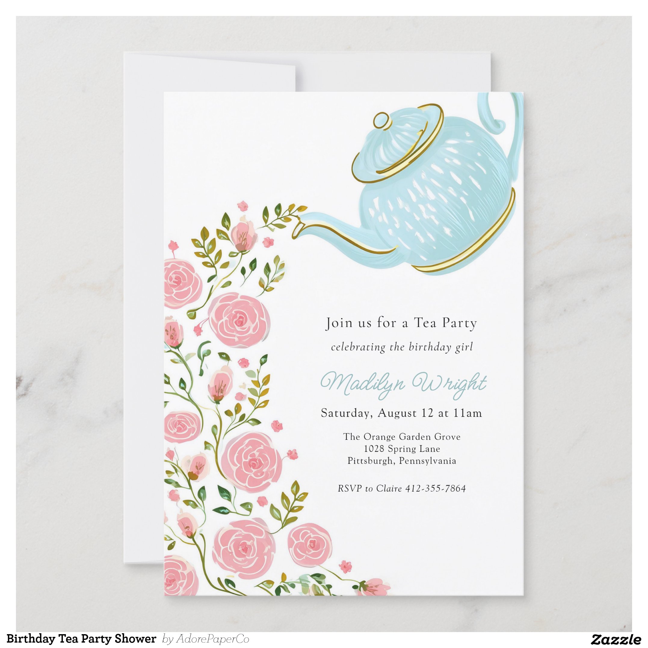 Birthday Tea Party Shower Invitation