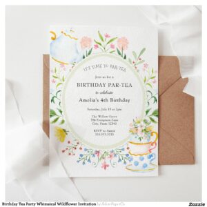 Birthday Tea Party Whimsical Wildflower Invitation