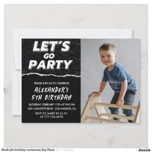 Black 5th birthday invitations Boy Photo