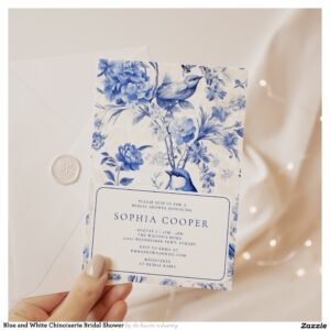 Blue and White Chinoiserie Bridal Shower Invitation