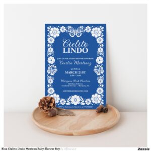 Blue Cielito Lindo Mexican Baby Shower Boy Invitation