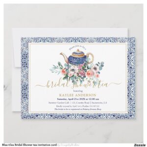 Blue tiles Bridal Shower tea invitation card