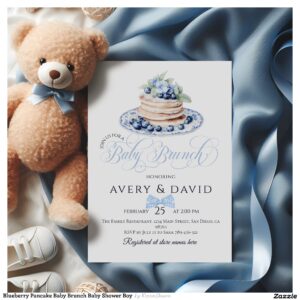 Blueberry Pancake Baby Brunch Baby Shower Boy Invitation