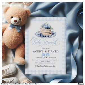Blueberry Pancake Baby Brunch Baby Shower Boy Invitation